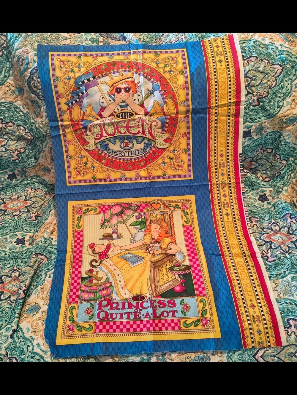 2003 Mary Engelbreit Cotton Fabric QUEEN OF EVERYTHING 35X22 Inch